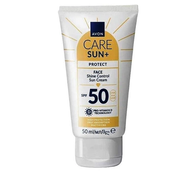 Сонцезахисний матуючий крем для обличчя SPF 50 Avon Care Sun+ Protect Shine Control Sun Cream