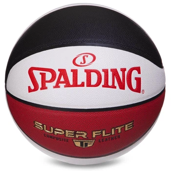 Баскетбольный мяч №7 Композитная кожа SPALDING SUPER FLITE для зала для улицы белый-красный 76929Y