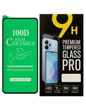 Противоударная защитная пленка Ceramics 100D для Motorola Edge 30 5G / G52 / G71s / G72 / G82 5G / G84 с черной рамкой, глянцевая