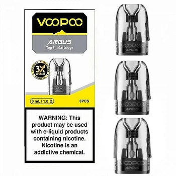 Картриджі (Упаковка 3 шт) для POD Системи (електронної сигарети) Voopoo Argus Top Filling Pod 1.0 Ом 3 мл (Argus Pod
