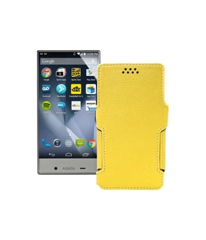 Чохол-книжка з екошкіри для телефону Sharp Aquos Cristal Жовтий