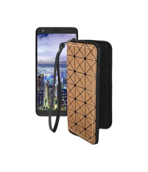 Чохол-гаманець з екошкіри для телефону Sharp Aquos B10 Коричневий ромб