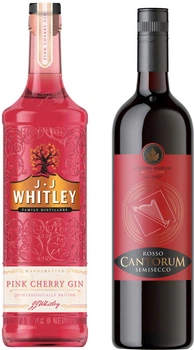 Джин JJ Whitley Пінк Черрі 0.7 л 38% + Вино Cantorum ROSSO SEMISECCO виноградне натуральне столове червоне напівсухе 0.75 л 12% (5011166060819+8020685019533)