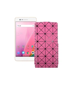 Чохол-флип з екошкіри для телефону Sharp Z3 Рожевий ромб