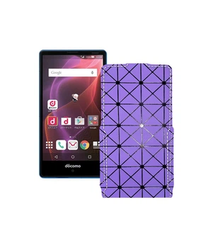 Чохол-флип з екошкіри для телефону Sharp Aquos Compact SH-02H Фіолетовий ромб