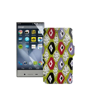 Чохол-книжка з екошкіри для телефону Sharp Aquos Cristal Камені-кольорові
