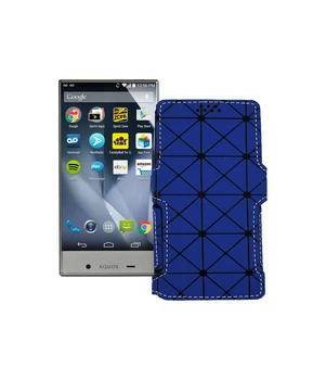 Чохол-книжка з екошкіри для телефону Sharp Aquos Cristal Синій ромб