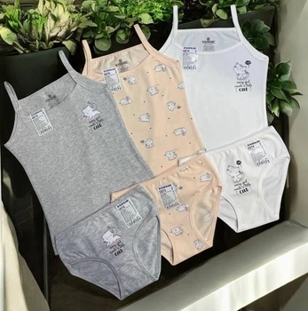Набор 3 шт Комплект нижнего белья для девочки Baykar р 3 122-128 см 5-6 лет арт 4874-5874 Cat