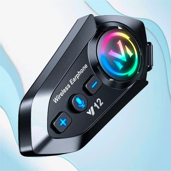 Мотогарнитура для шлема Y12 Bluetooth с динамиком водонепроницаемая Универсальная с подсветкой