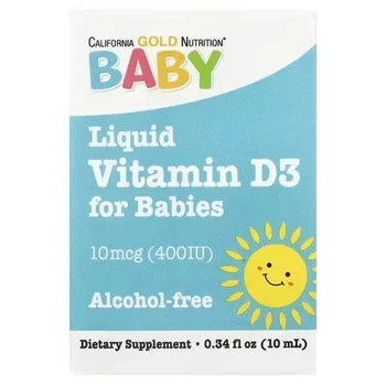 Витамин Д3 для детей в каплях, California Gold Nutrition, 400 МЕ (10 мкг), 10 мл