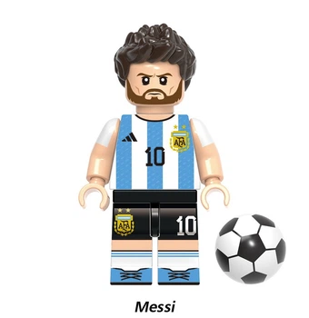 Конструктор человечек Лионель Месси Lionel Messi в бело - сине - черной форме сборной Аргентины