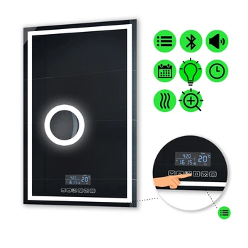 LED-зеркало 90x80см, с Smart-блоком, линзой с подсветкой и подогревом, модель Karnet (karnet107)