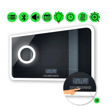 LED-зеркало 80x70см, с Smart-блоком, линзой с подсветкой и подогревом, модель Kruka (Krukag63)