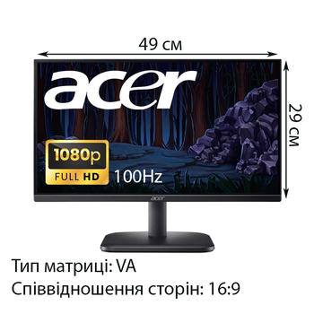 Монитор ACER EK221QHBI безрамочный VA 1920x1080 Full HD 21.5"