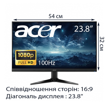 Монитор ACER QG241YEBII безрамочный IPS 1920x1080 Full HD 23.8"