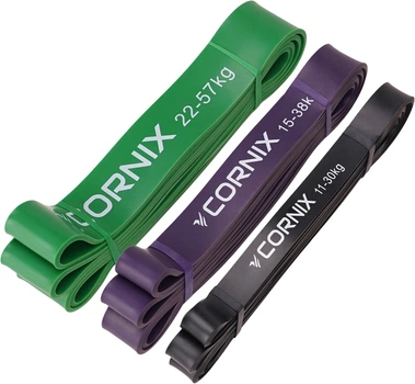 Эспандер-петля для подтягиваний и фитнеса Cornix Power Band 11-57 кг набор 3 шт XR-0089