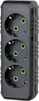 Мережевий розгалужувач Voltronic трійник з заземленням F101-Black, 3 розетки, 2500W, 10A, 110-250V Max, Blister (YT38168)
