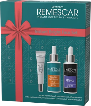 Zestaw do pielęgnacji twarzy Remescar Medmetics Instant Bright Krem-korektor pod oczy przeciwzmarszczkowy 8 ml + Serum do twarzy Retinol 30 ml + Serum do twarzy Witamina C 30 ml (5425012535497)