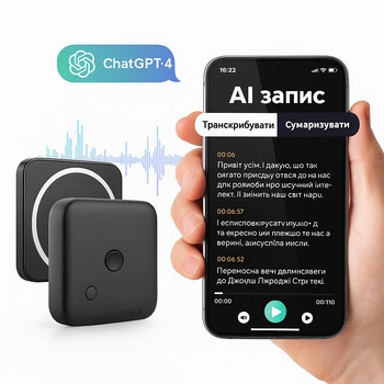 Диктофон с AI Chat GPT: Умная система Voice Recorder с магнитом и искусственным интеллектом для записи разговоров и звонков, транскрипции и анализа