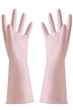 Перчатки резиновые хозяйственные химстойкие 80г Pink Power Apmi розовый L