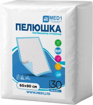 Пеленки гигиенические поглощающие одноразовые MED1 MED1-WC03 60x90 см 30 шт (MED1-WC03609030)