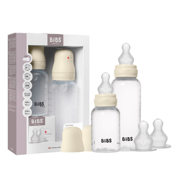 Повний комплект дитячих пляшечок BIBS Round Silicone 150 ml/ 270 ml – Ivory (+0m, +2m, +4m)