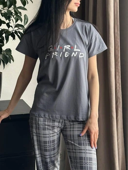 Пижама в стиле Family Look "Друзья" футболка и брюки в клетку M для нее