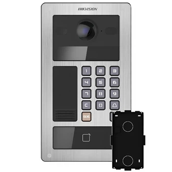 Комплект вызывная панель с камерой и кронштейн Hikvision DS-KD8013-IME6+DS-KABD8013-G многоабонентская со считыватилем карт Серый
