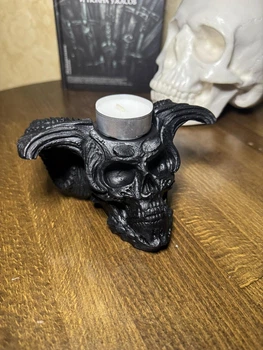 Череп Мефісто Diablo Диявола підставка для свічок лампадка FullBlack ABC handmade