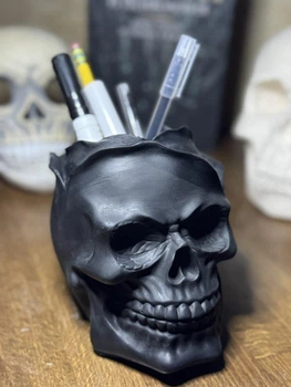 Череп кашпо троянда декор FullBlack ABC handmade