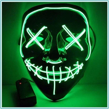 Неоновая маска Purge Mask Судная ночь светящаяся LED маска для Хэллоуина на батарейках