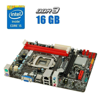 Комплект: Материнская плата Biostar H61MGV / LGA1155 / Intel Core i5-2320 (4 ядра по 3.0 - 3.3 GHz) / 16 GB DDR3 / Intel HD Graphics 2000 + Кулер б/у