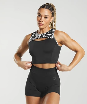 Спортивный топ Gymshark GS Power Crop Tank Body Fit Black/White М