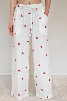 Forli Брюки с вышивкой из муслина Cherry M/L Белый ML0084-38-09_M/L