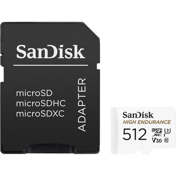 Карта памяти SanDisk microSDXC High Endurance 512GB UHS-I U3 V30 + SD Adapter (SDSQQNR-512G-GN6IA) [136567]