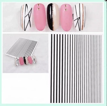 Гнучка пряма стрічка для нігтів Nail Decals шириної 0.4 мм Чорна