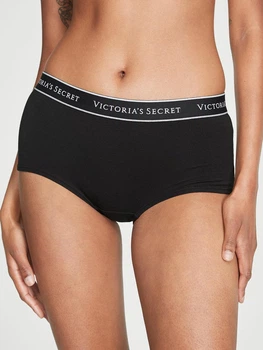 Женские трусики шортики Victoria's Secret (2126439778222) Logo Cotton M черные