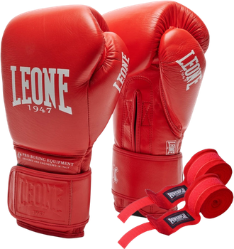 Боксерські рукавиці Leone GN111 The Greatest 16 унцій Red (бинти 4 м в комплекті) (GN111_Red_16oz)