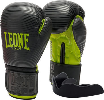 Боксерські рукавиці Leone GN313 Waves 16 унцій Black (капа в комплекті) (GN313_Black_16oz)