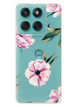 Прозорий силіконовий чохол iSwag для Motorola Moto Edge 60 з малюнком - Півонії (MME60-8)