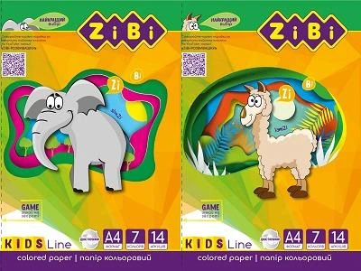 Бумага цветная двусторонняя, А4, 14 листов, 7 цветов, KIDS Line