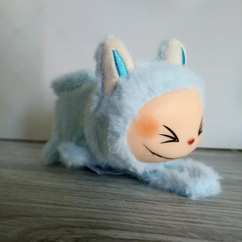 Плюшевая Мягкая игрушка браслет на руку Лабуба LABUBU с крыльями Голубая