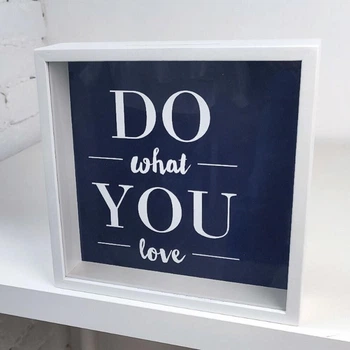 Дерев'яна скарбничка для грошей Do what you love Arivans 22х22х5 см біло-синя 61-115