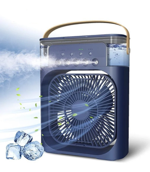 Портативний вентилятор з водяним охолодженням Air Cooler Fan 4в1 Нічник зволожувач з LED підсвічуванням USB Синій