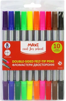 Фломастеры двухсторонние Maxi Cool For School 10 цветов 10 шт (MX11215)