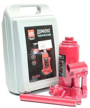 Домкрат пляшковий Дорожня карта 5 т пластиковий H195-380 Червоний (MGJNS-05PVC)