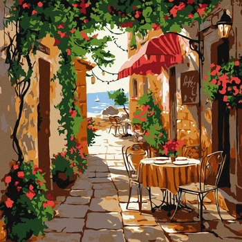 Картина по номерам Кофейня с винтажной мебелью ©art_selena_ua 30x30 KHO6381 Идейка