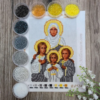 Набір для вишивання бісером Art-Millennium. N-0524 Віра, Надія, Любов і Софія (срібно-золота) 12х16 см
