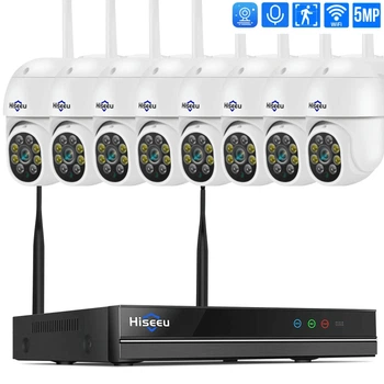 Wi-Fi Комплект видеонаблюдения на 8 поворотных камер Hiseeu 5MP EseeCloud