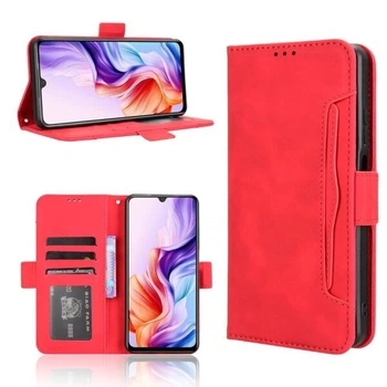 Чехол-книжка с кармашками Deexe Wallet Stand для ZTE Nubia V70 Max - Red